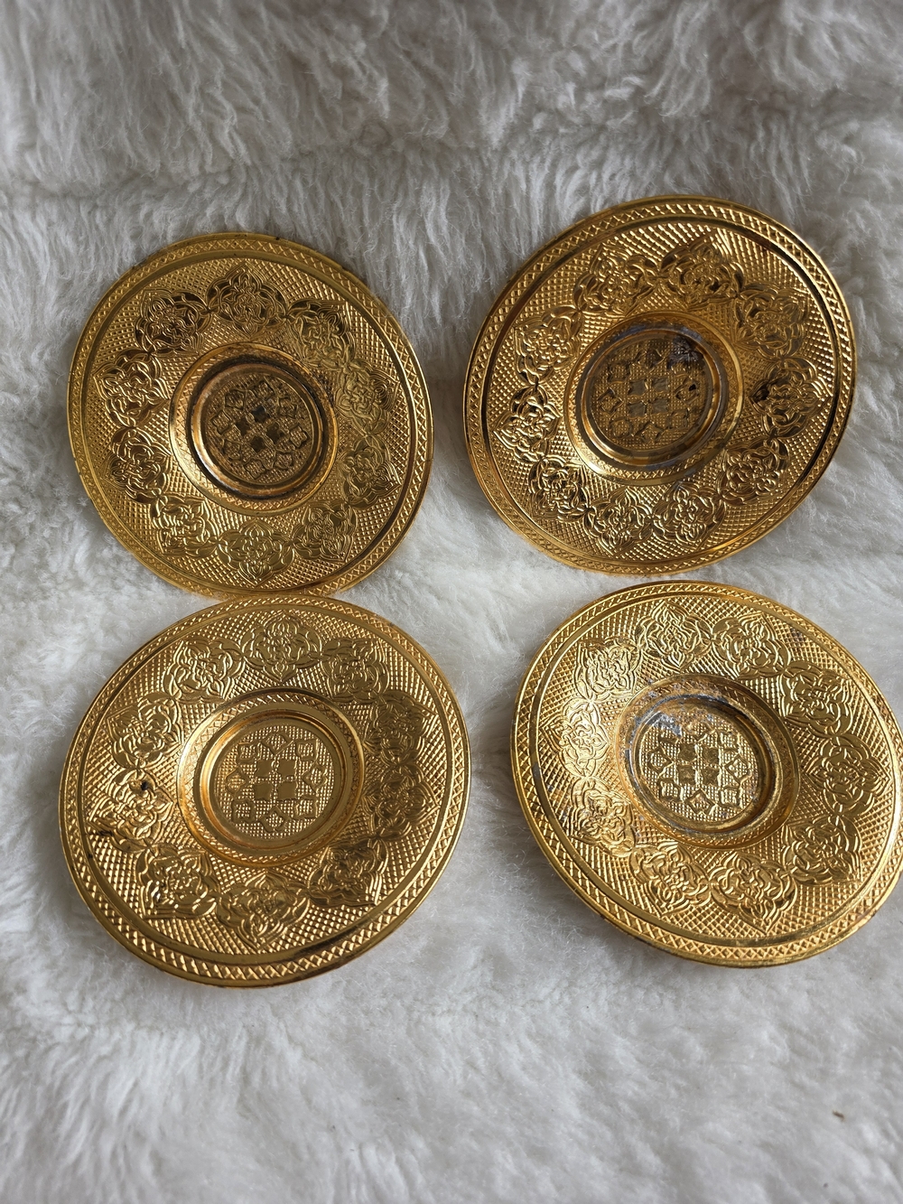 Source Unknown Gold Decorative Coasters - Set of 4